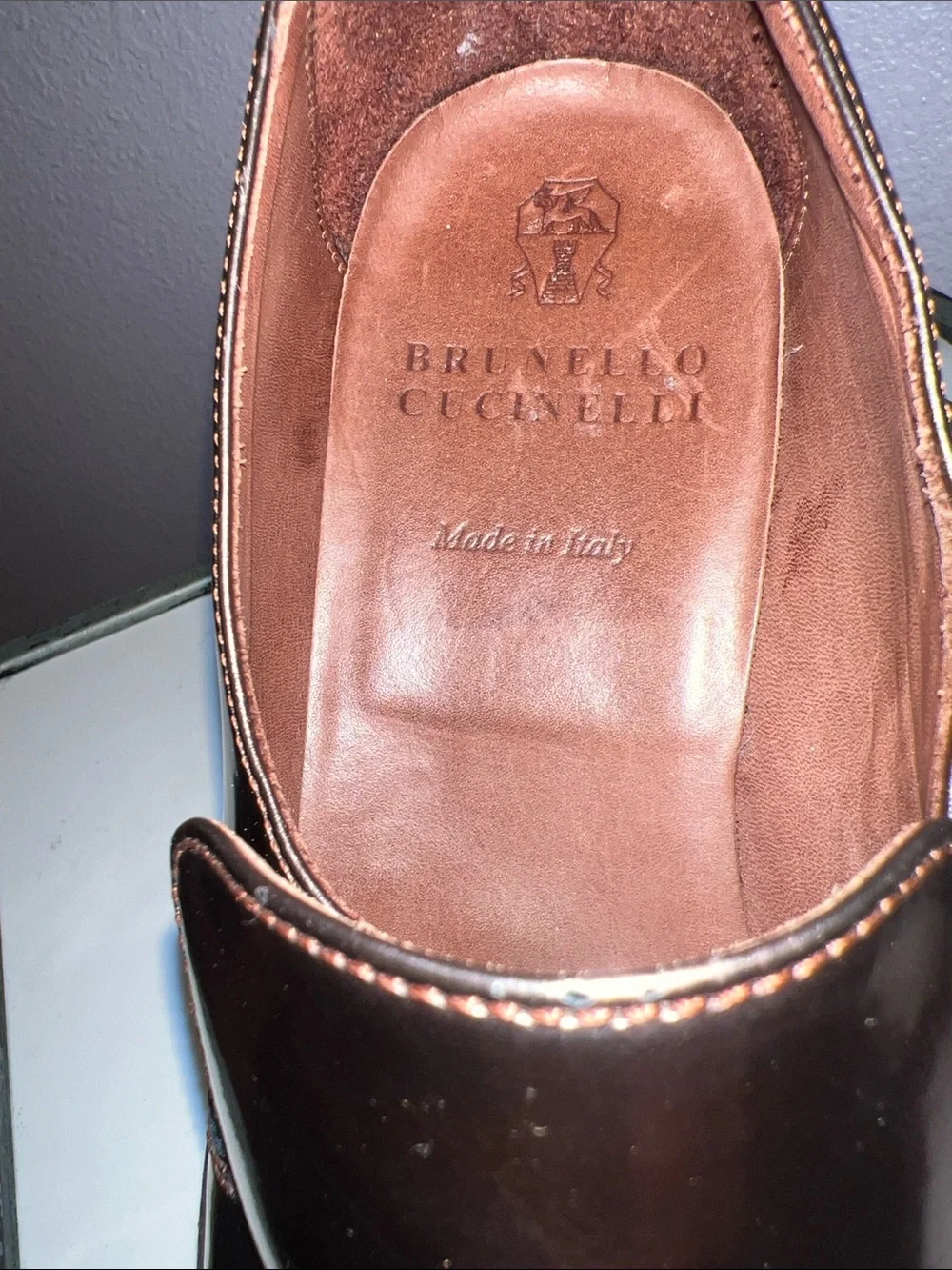 Brunello Cucinelli Metallic Copper Patent Leather Loafers Sz 7 Made in Italy